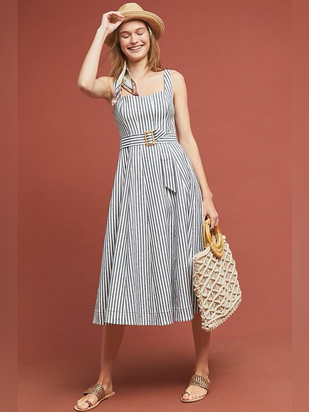 Anthropologie Fowler Dress by Maeve Navy Midi size 4